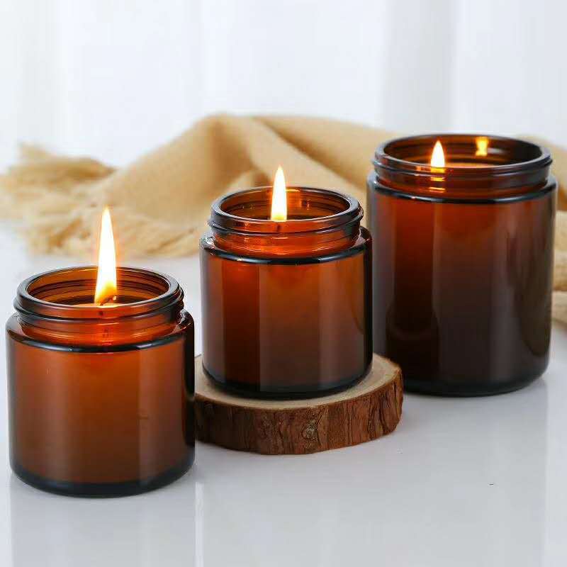 Amber Jar Candle - Pots de bougies en verre ambré