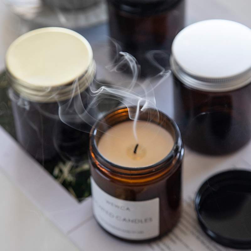 Amber Jar Candle - Bocaux à bougies en verre ambré