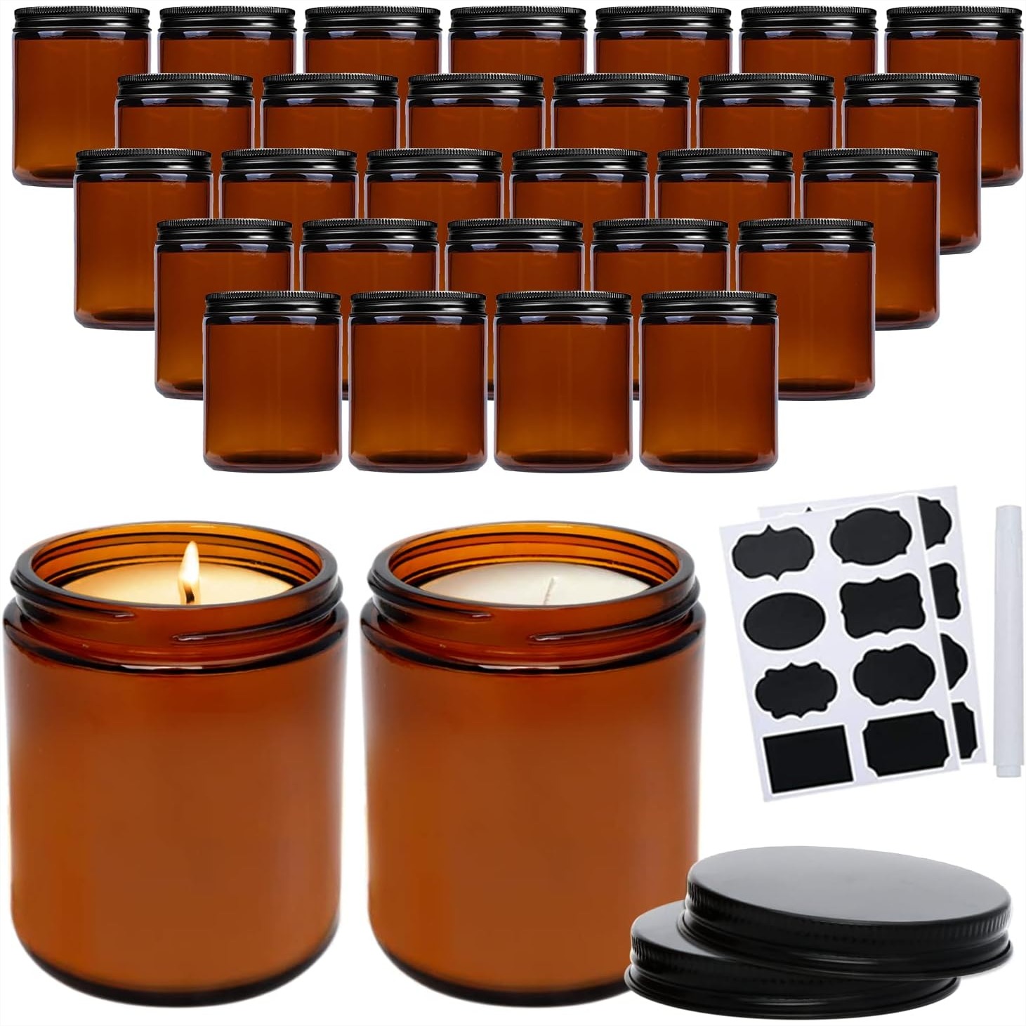 Amber Jar Candle - Lot de 30 pots en verre